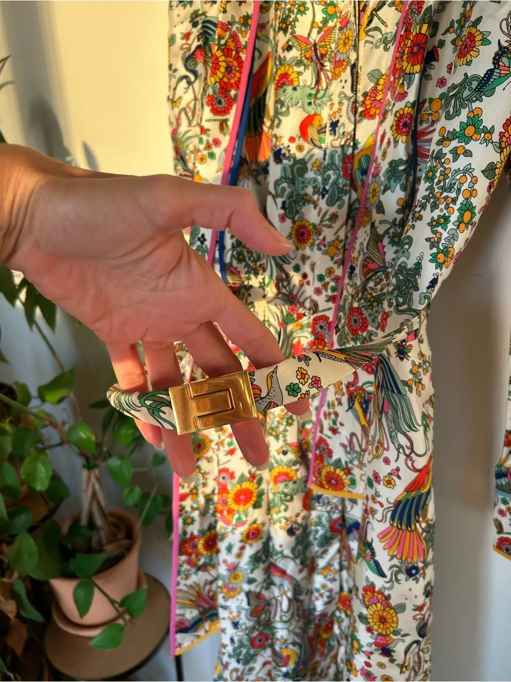 NWOT Tory Burch Silk Promised Land Floral Birds Contrast Dress Size 6